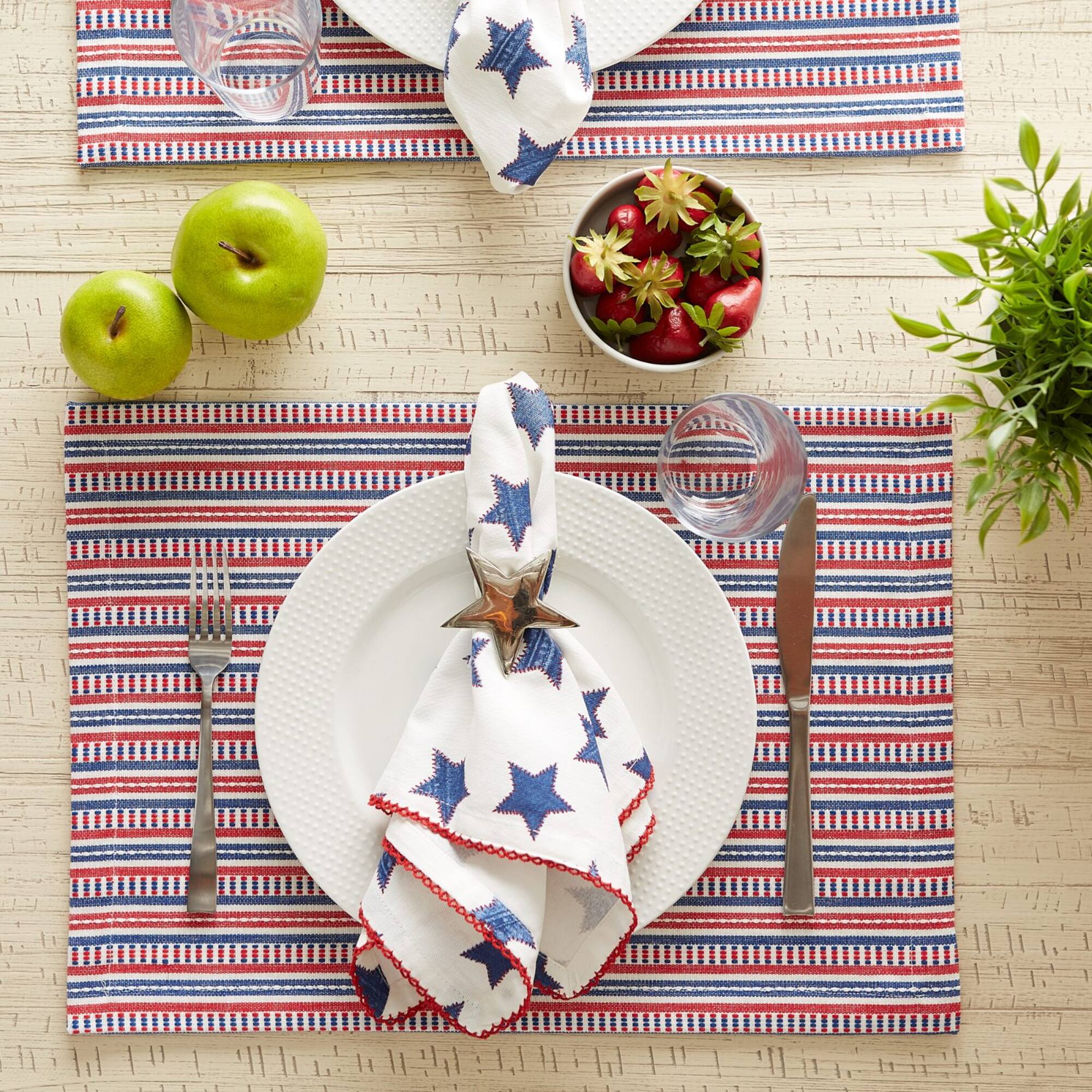 DII® Antique Blue Stars with Embroidered Edge Napkins, 6ct.